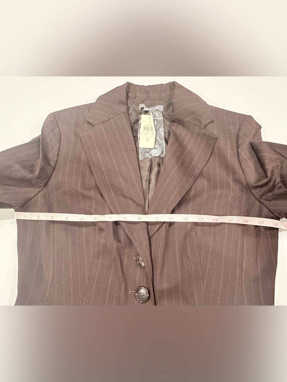 NWT Ann Taylor "Margo" Brown Pinstripe 2-Piece Pant Suit Set - Size 8 - Picture 6 of 14